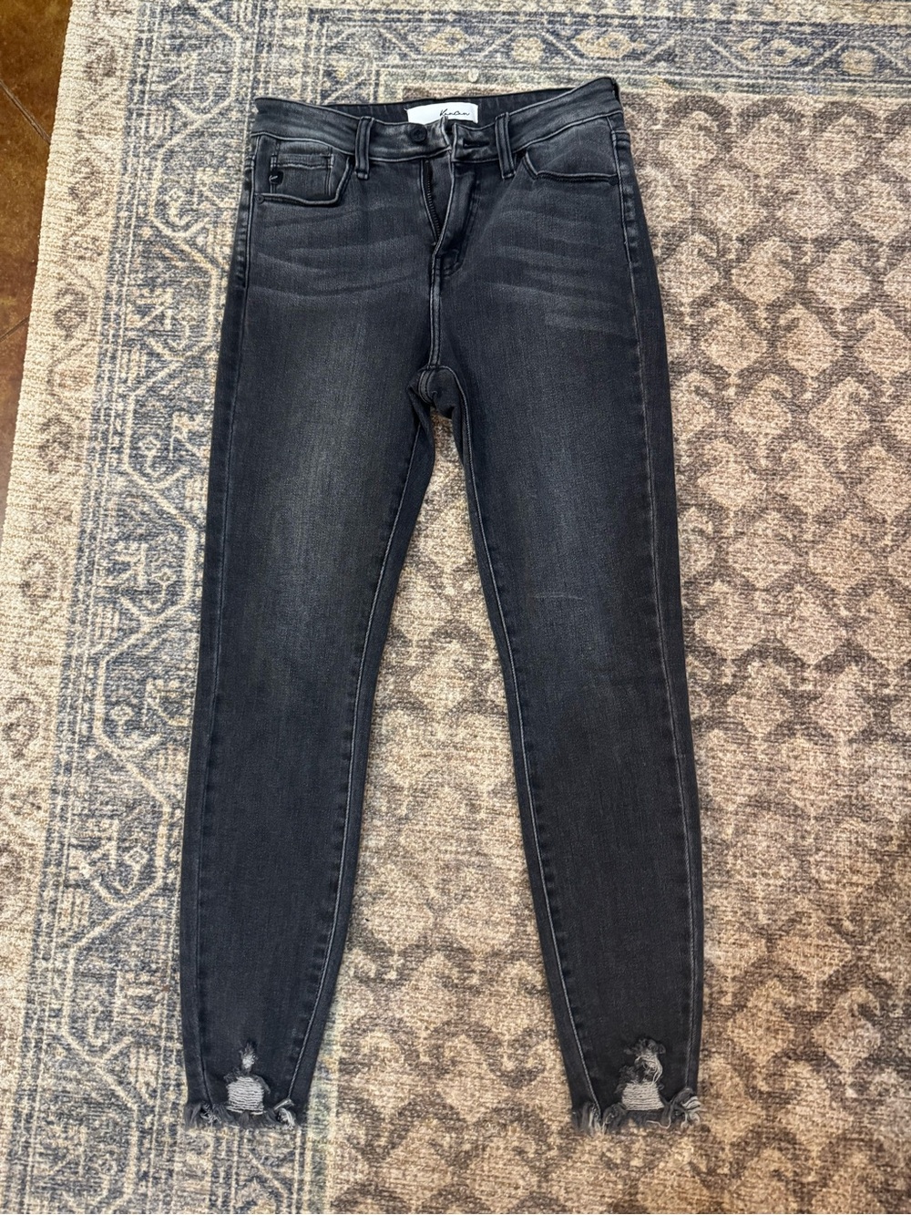 KanCan Black Skinny Jeans with Distressed Ankles